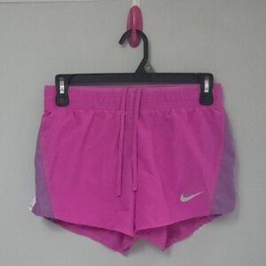 Nike Women's Hot Pink Athletic Shorts with Purple Side Panels